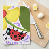 Paars Paisley Pattern; Lieveheersbeestje Theedoek (Quarter Fold)