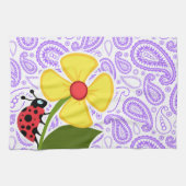 Paars Paisley Pattern; Lieveheersbeestje Theedoek (Horizontaal)