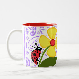 Paars Paisley Pattern; Lieveheersbeestje Tweekleurige Koffiemok