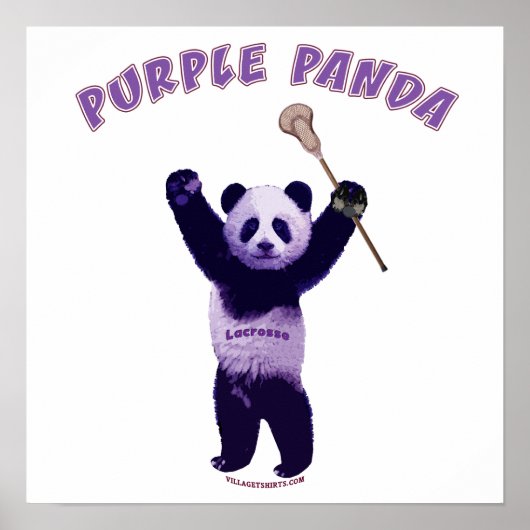 Paars Panda Lacrosse Poster (Voorkant)