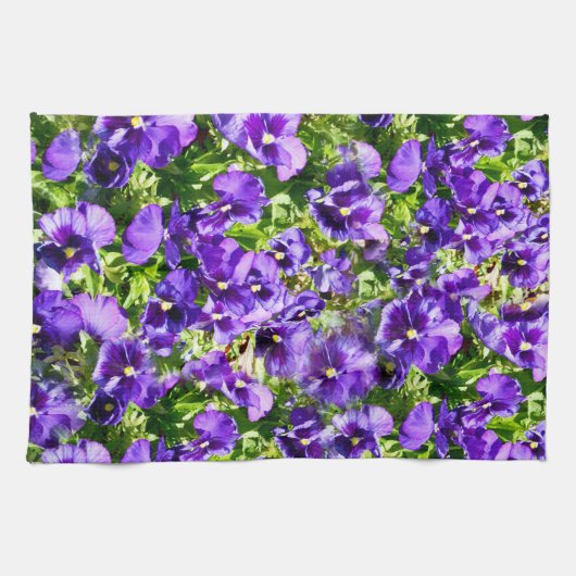 Paars Pansy Field Theedoek (Horizontaal)