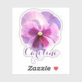 Paars Pansy First Name Countour Sticker (Vel)