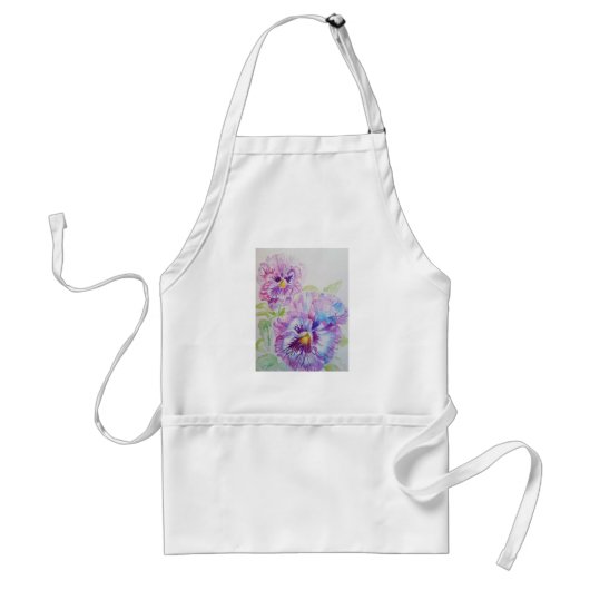 Paars Pansy Flower Floral Art Kitchen Schort (Voorkant)