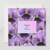 Paars Pansy Wedding Invitation Kaart (Achterkant)