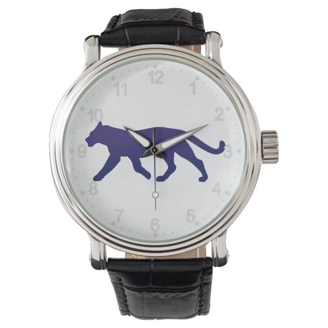 Paars panthersilhouet - Kies achtergrondkleur Horloge (Voorkant)