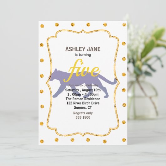 Paars panthersilhouet - Kies achtergrondkleur Kaart (Staand voorkant)