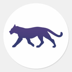 Paars panthersilhouet - Kies achtergrondkleur Ronde Sticker