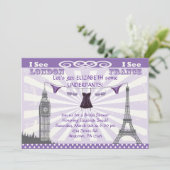 Paars Paris Bridal Shower Invitations Kaart (Staand voorkant)