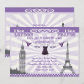 Paars Paris Bridal Shower Invitations Kaart (Voorkant / Achterkant)