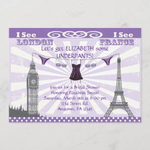 Paars Paris Bridal Shower Invitations Kaart