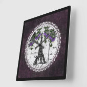 Paars Paris Floral Square Wall klok (Hoek)