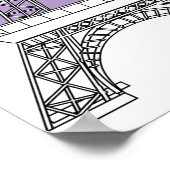 Paars Paris Macarons Eiffeltoren Monogram Poster (Hoek)