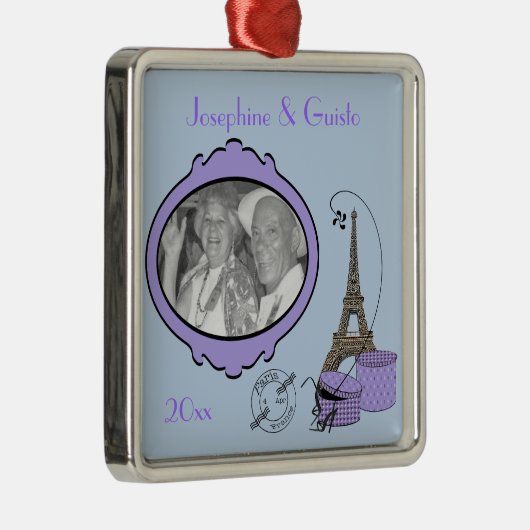 Paars Paris Thmed Photo Keepomwille Ornament (Rechts)