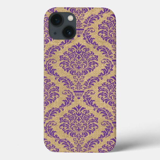 Paars Parisian Moods Damask Case-Mate iPhone Case (Achterkant)