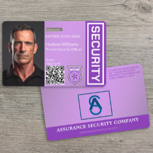 Paars pasje met foto voor beveiligingsbeambte badge