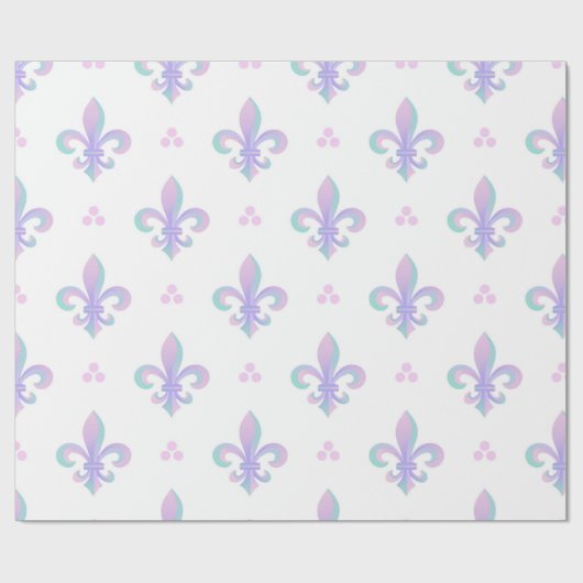 Paars pastel fleur de lis pattern cadeaupapier (Vlak)