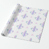 Paars pastel fleur de lis pattern cadeaupapier (Uitgerold)