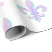 Paars pastel fleur de lis pattern cadeaupapier (Rol Hoek)