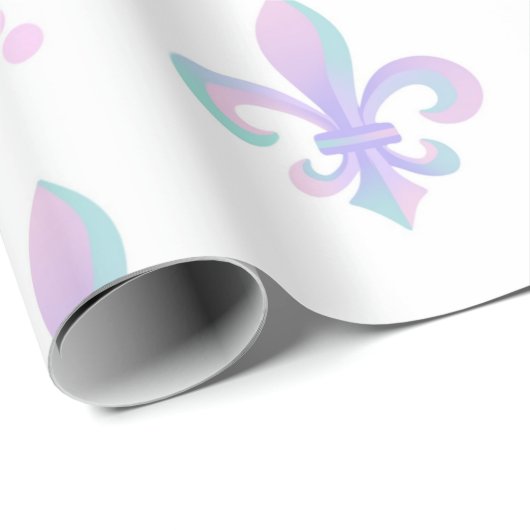Paars pastel fleur de lis pattern cadeaupapier (Rol Hoek)