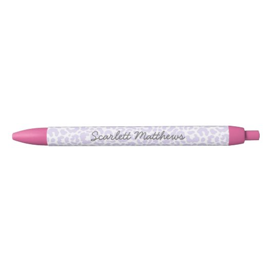 Paars Pastel Lopard Print Patroon Zwarte Inkt Pen (Voorkant)