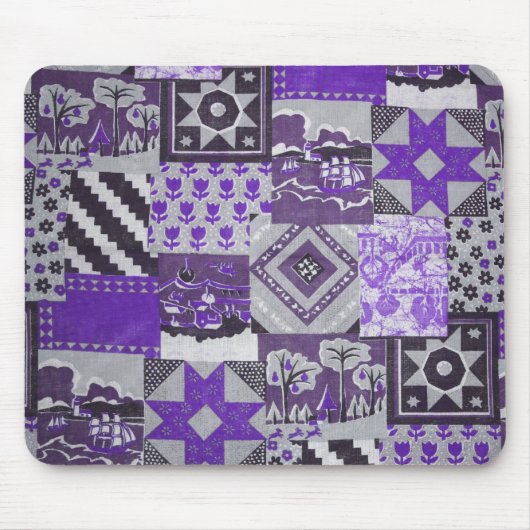 Paars Patchwork Mousepad Muismat (Voorkant)