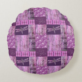 Paars Patina: mozaïek Rond Kussen