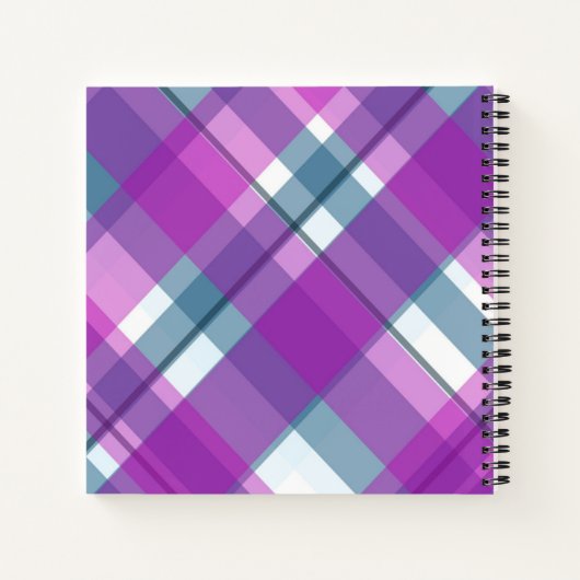 Paars patroonmonogram notitieboek (Achterkant)