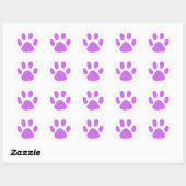 Paars PawPrint Design Ronde Sticker (Vel)