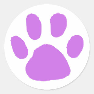 Paars PawPrint Design Ronde Sticker