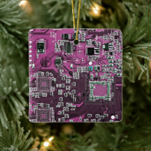 Paars PCB-printplaatontwerp voor IT-professionals Keramisch Ornament