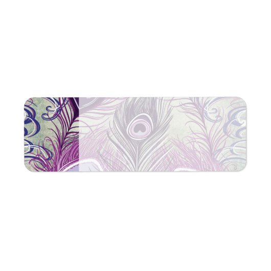 Paars Peacock Feathers elegant design Etiket (Voorkant)
