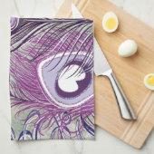 Paars Peacock Feathers elegant design Theedoek (Quarter Fold)