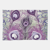 Paars Peacock Feathers elegant design Theedoek (Horizontaal)