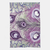 Paars Peacock Feathers elegant design Theedoek (Verticaal)