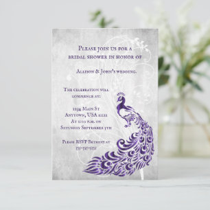 Paars Peacock Leaf Vine Vrijgezellenfeest Invite Kaart