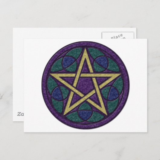 Paars Pentacle Triquetra Briefkaart (Voorkant / Achterkant)