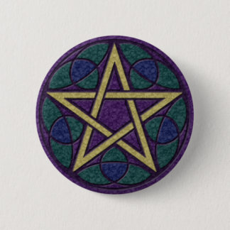 Paars Pentacle Triquetra Ronde Button 5,7 Cm