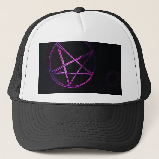 paars pentagram trucker pet (Voorkant)