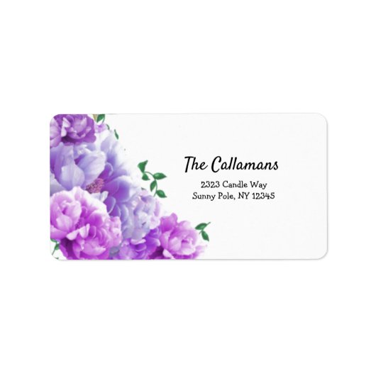 Paars Peony Swag - adreslabel Etiket (Voorkant)