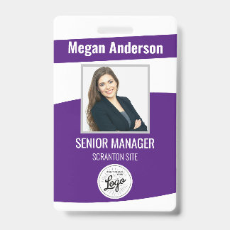 Paars Personeelsidentificatiebadge met foto Badge