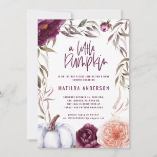 Paars + perzikfloraal, pompoen herfst baby shower