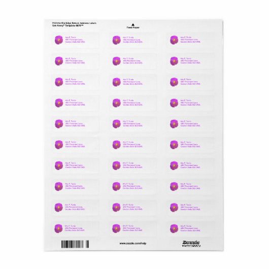 Paars Petunia Custom Adresss Labels (Full Sheet)