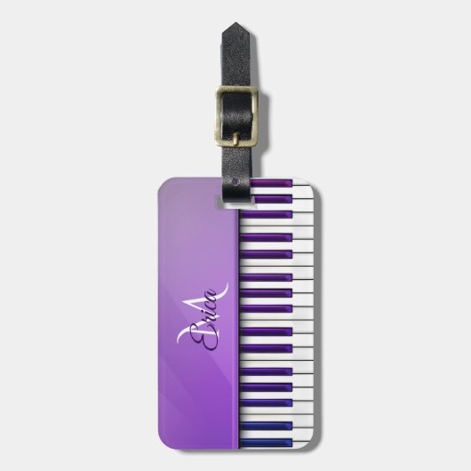 Paars Piano Persoonlijk Muziek Bagagelabel (Voorkant verticaal)