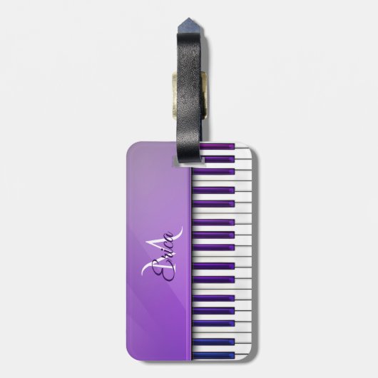 Paars Piano Persoonlijk Muziek Bagagelabel (Achterkant verticaal)