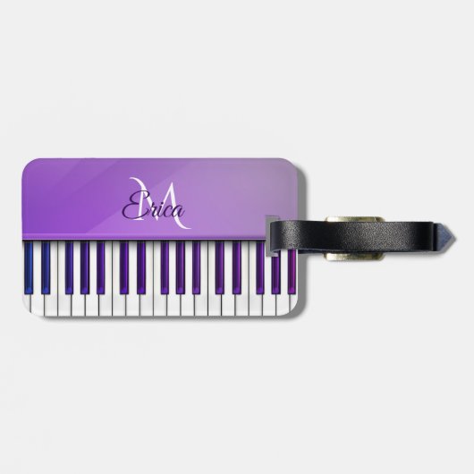 Paars Piano Persoonlijk Muziek Bagagelabel (Achterkant horizontaal)