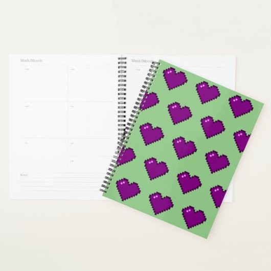 Paars Pixel Heart Pattern Planner (Display)