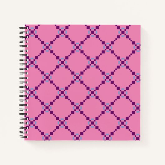 Paars Pixelated Pattern Notitieboek (Voorkant)