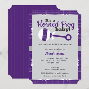 Paars Play Rattle Horned Frog Baby shower Kaart