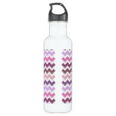 Paars Plum Chevron ZigZag Monogram Waterfles (Achterkant)