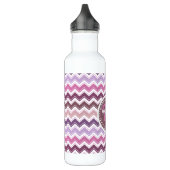 Paars Plum Chevron ZigZag Monogram Waterfles (Links)
